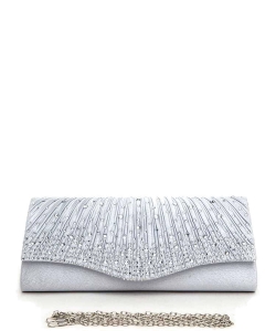 Crystal Pave Pleated Clutch Bag 136-8287Z SILVER